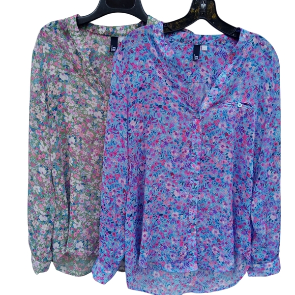 KUT from the Kloth Floral Women's Tops - Multicolor Size Medium Sheer Buttun Up - Picture 1 of 15